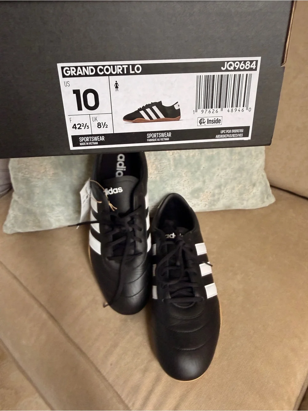 NIB | adidas Women's Grand Court Low Sneakers | Black/White/Gum - Picture 11 of 16